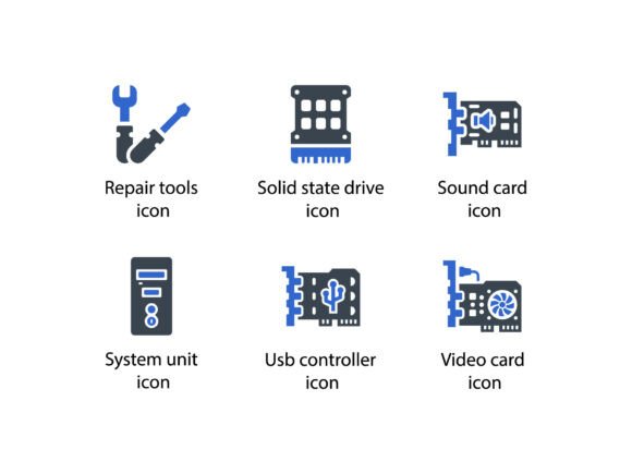 Computer Hardware Icon Set 5: Graphics & Icons for Local Business