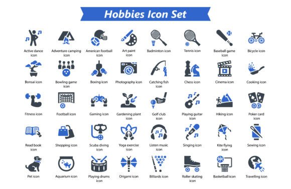 Hobbies Icon Set: Graphics & Icons for Creative Publishing